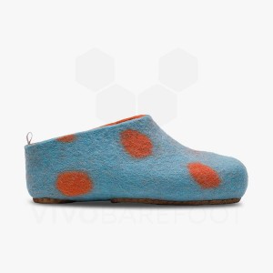 Light Turquoise Orange Kids' Vivobarefoot MIM Felt Slipper | UAE 007FU