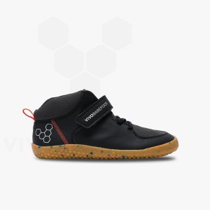 Obsidian Kids' Vivobarefoot Primus Ludo Hi Juniors Shoes | UAE 028KW