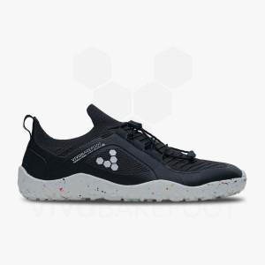 Obsidian / White Men's Vivobarefoot Primus Trail Knit FG Hiking Shoes | UAE 433VJ